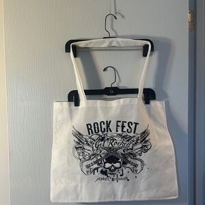 Rock Fest White Graphic Tote Bag